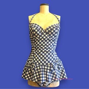 JUICY COUTURE Y2K Gingham Swimsuit Swim Summer Beach Vintage Playful Pinup Retro